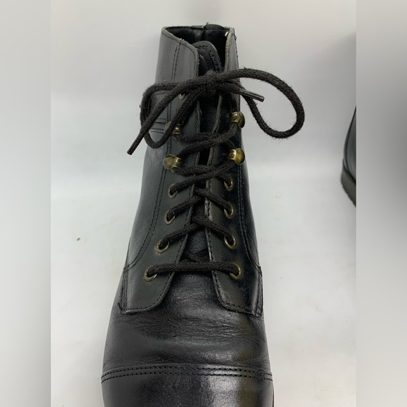 Vintage Sandra Miller Hardy Black Buckle Leather Lace Up Ankle Boot Size 8.5 - Picture 4 of 12